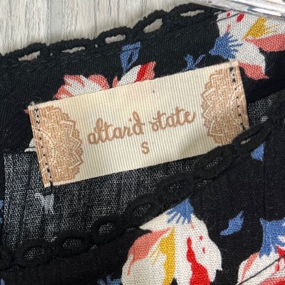 Altar'd State | Black Floral Ruffle Sleeve Blouse Size Small - Picture 5 of 6